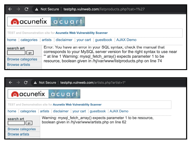 mysql injection vulnerability